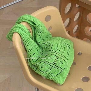 Green Crochet Tote Bag